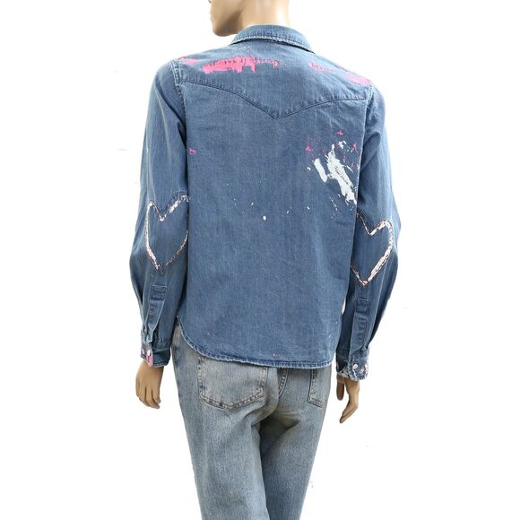 Kerri Rosenthal Pia Western Studio Shirt Top Long Sleeve Printed XS NWD 284549 - Picture 12 of 14